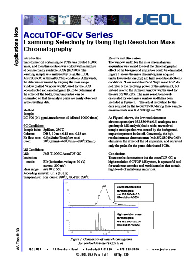 Examining Selectivity by Using High Resolution Mass Chromatography